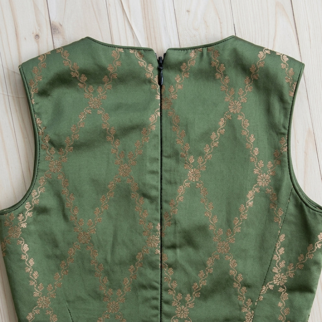 Poppy x Tyohaar | Deep Olive Vine Mesh Brocade Tent Style Kurta & Flared Pant Set