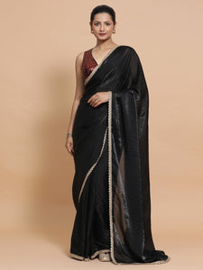 Jhilmil x Tyohaar | Black Dual Toned Tissue Fabric Ready-to-Wear One Minute Saree