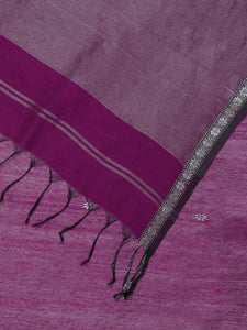 Maheshwari Cotton Silk Violet Chameli Butta Saree with Silver Border