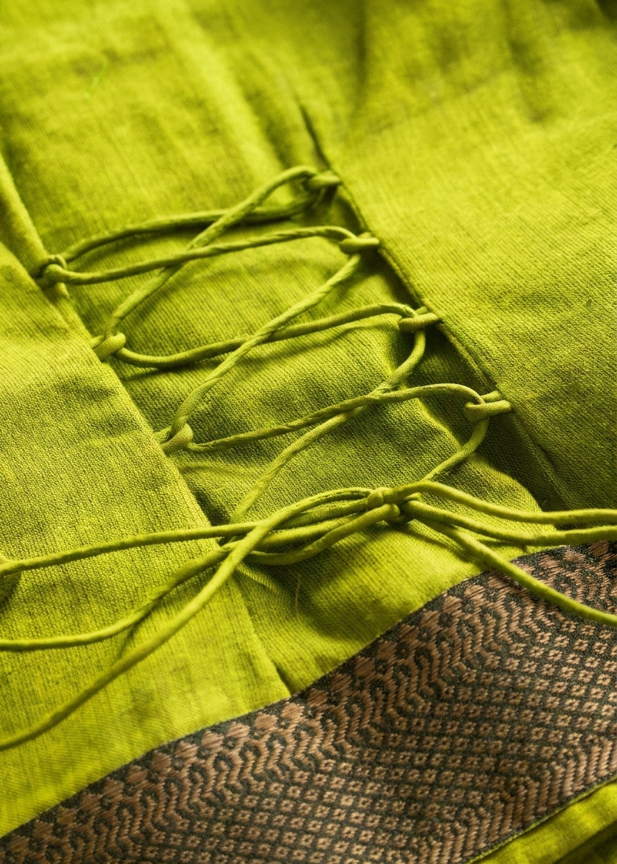 Kani x Tyohaar | Lemon Green Mangalgiri Cotton Pattu Pavadai
