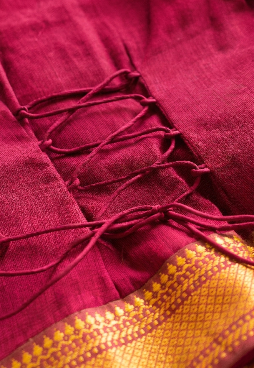 Kani x Tyohaar | Red Mangalgiri Cotton Pattu Pavadai