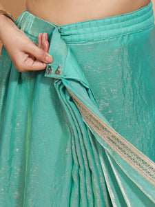 Helen x Tyohaar | Golden Green Tissue Ready-to-Wear One Minute Saree