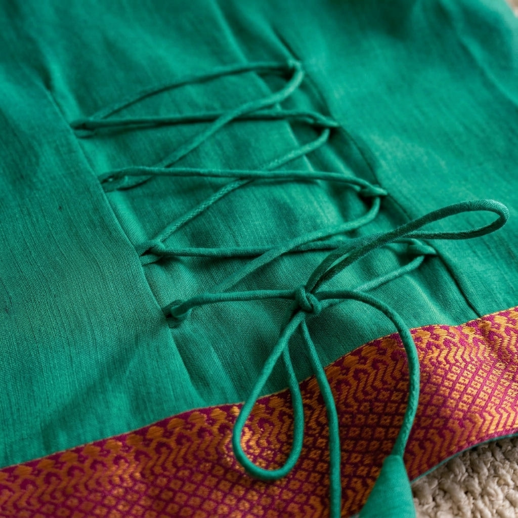 Gungun x Tyohaar | Green Mangalgiri Cotton Ready-To-Wear Saree