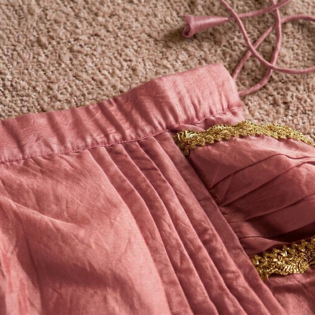 Chanchal x Tyohaar | Cloudy Pink Peach Viscose Organza Skirt Style Saree