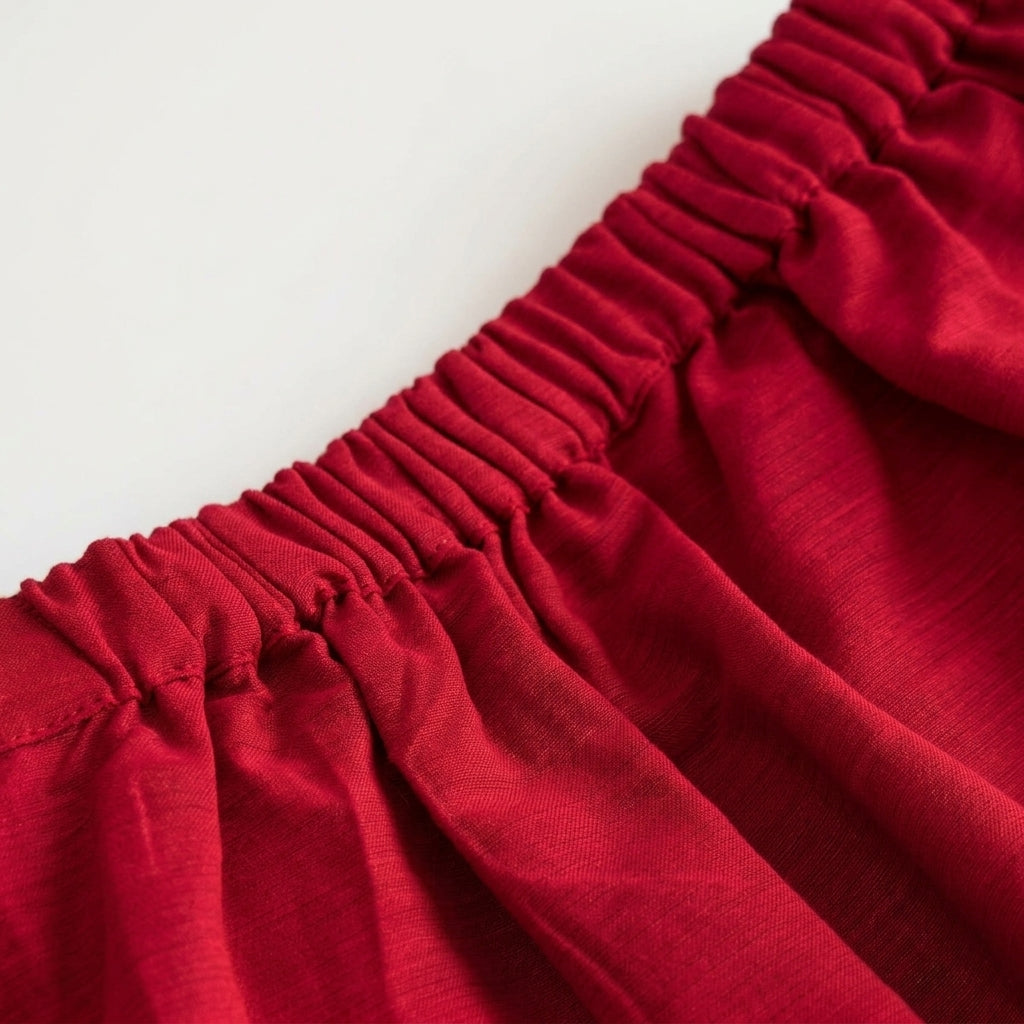 Gungun x Tyohaar | Chilli Red Mangalgiri Cotton Ready-To-Wear Saree