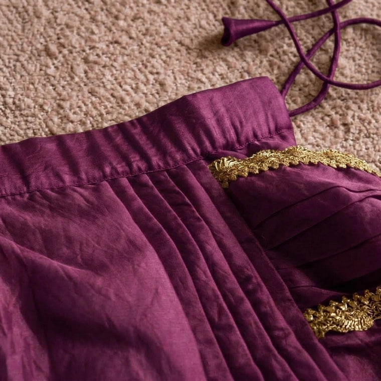 Chanchal x Tyohaar | Velvet Plum Viscose Organza Skirt Style Saree
