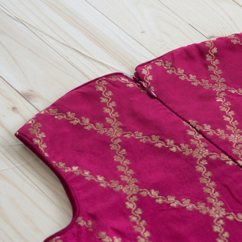 Poppy x Tyohaar | Rosy Pink Vine Mesh Brocade Tent Style Kurta & Flared Pant Set