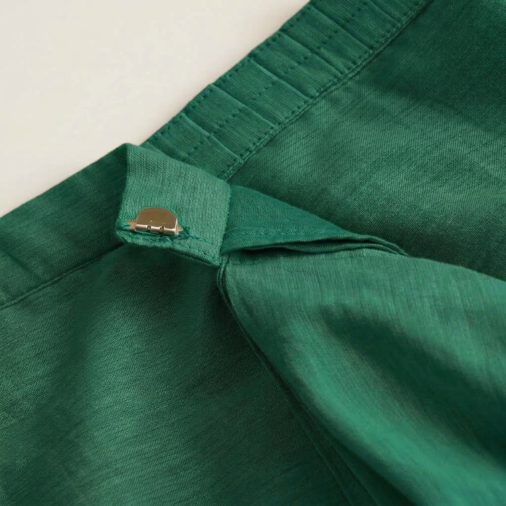 Gungun x Tyohaar | Green Mangalgiri Cotton Ready-To-Wear Saree
