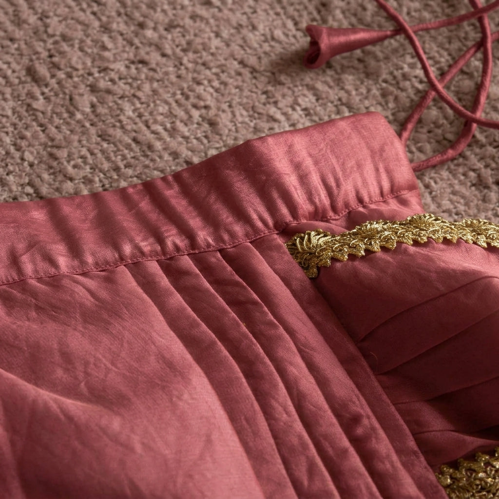 Nureh x Tyohaar | Ruby Bloom Shimmer Tissue Skirt Style Saree