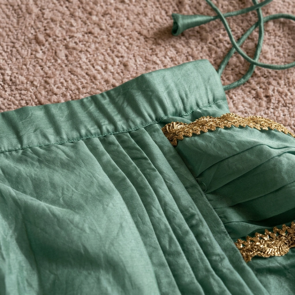 Chanchal x Tyohaar | Powder Blue Viscose Organza Skirt Style Saree
