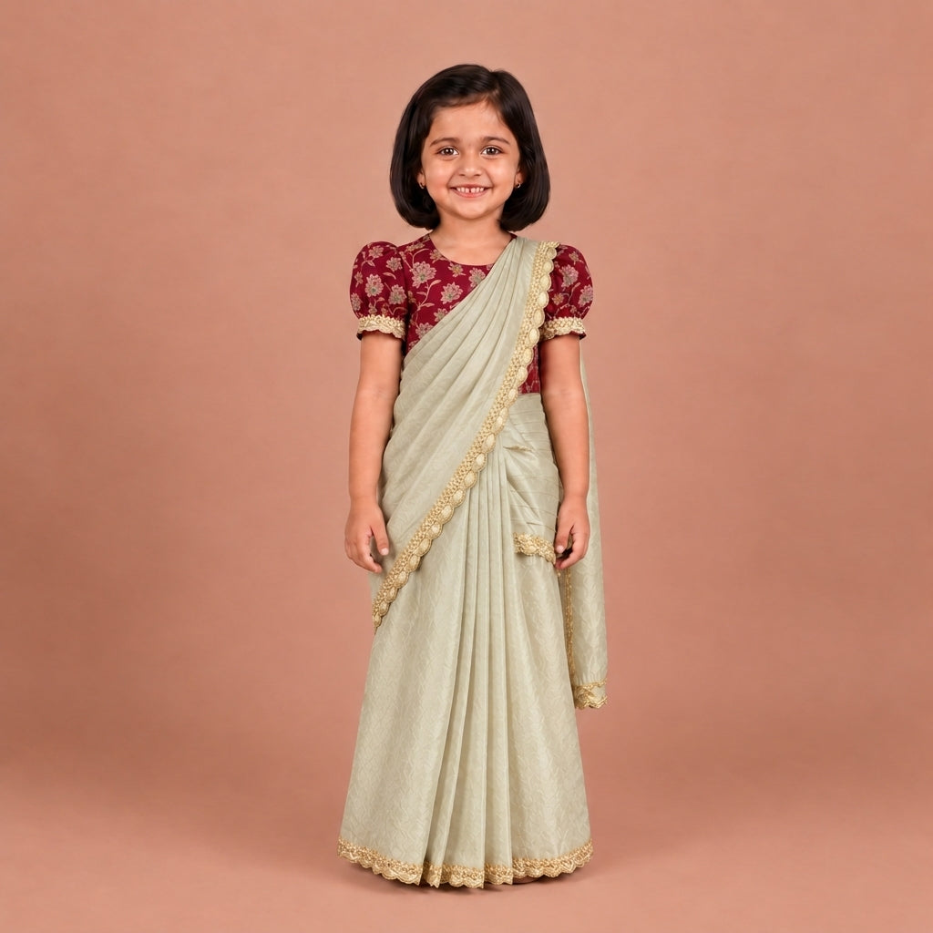 Chanchal x Tyohaar | Frost White Viscose Organza Skirt Style Saree