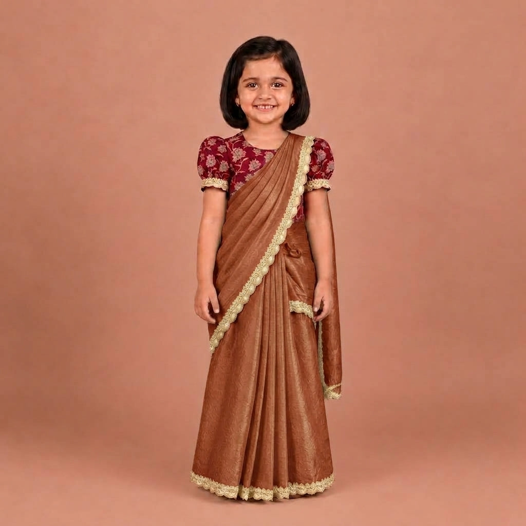 Nureh x Tyohaar | Amber Glow Shimmer Tissue Skirt Style Saree