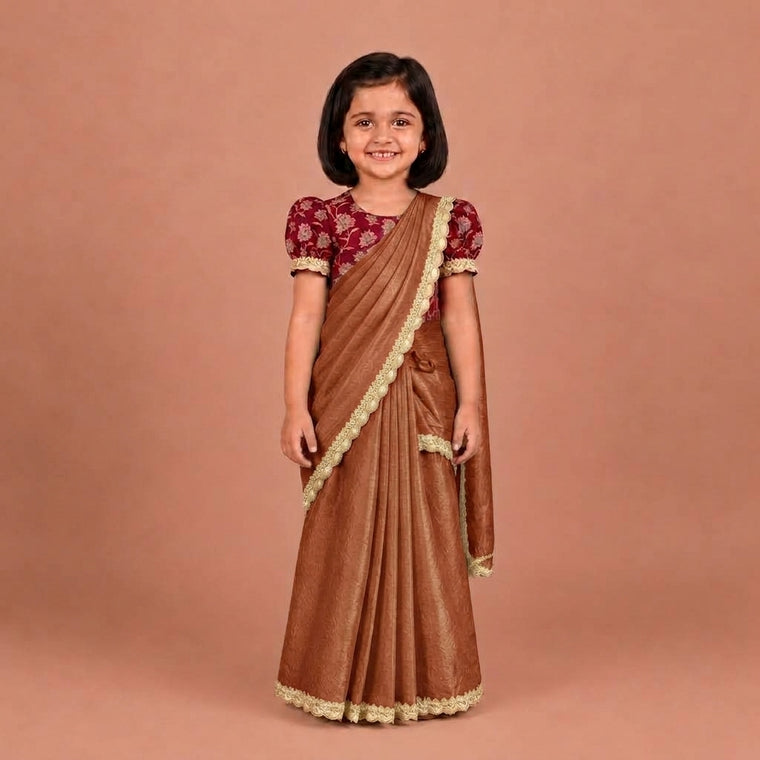 Nureh x Tyohaar | Amber Glow Shimmer Tissue Skirt Style Saree