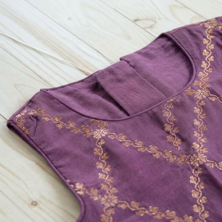 Poppy x Tyohaar | Moonlit Lavender Vine Mesh Brocade Tent Style Kurta & Flared Pant Set