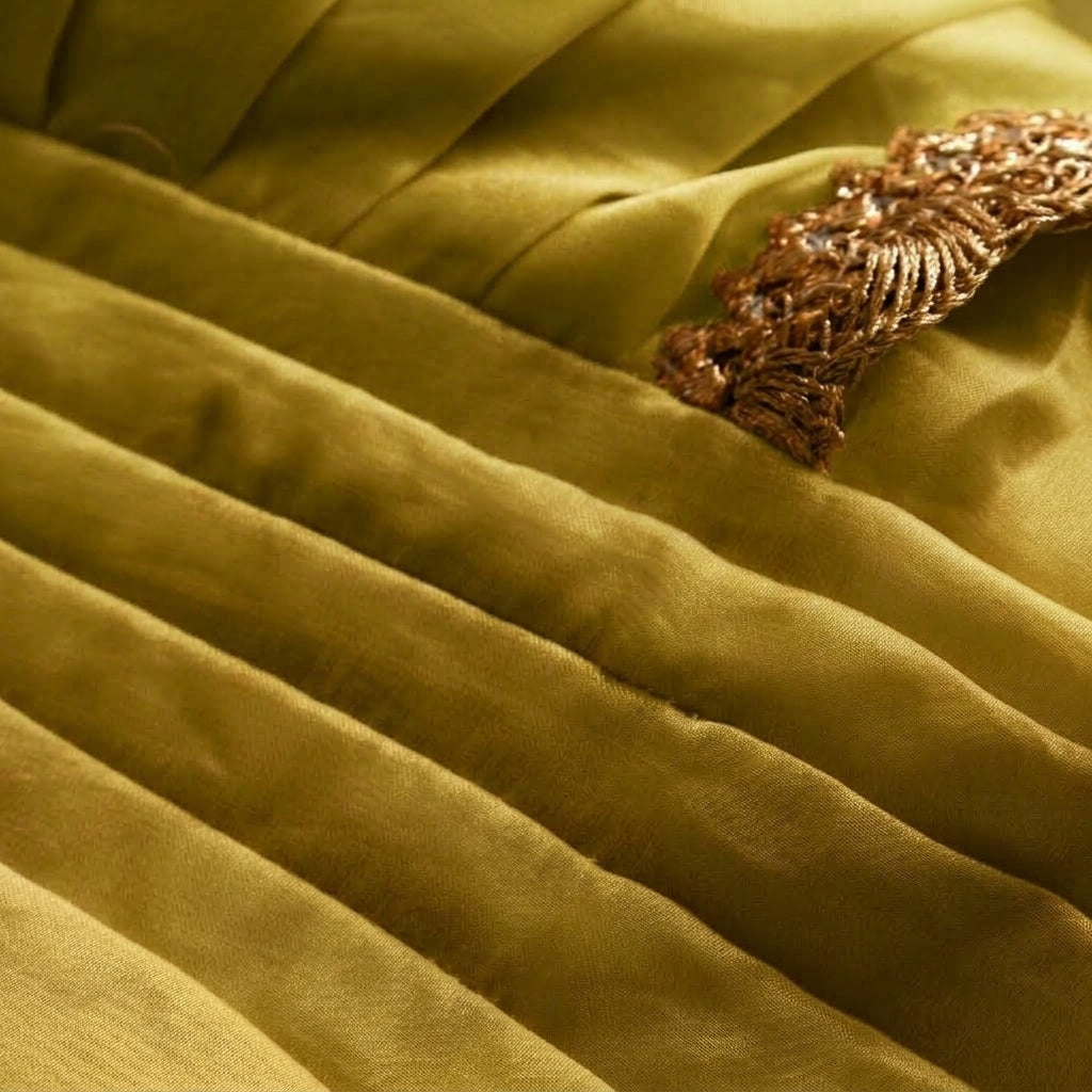 Chanchal x Tyohaar | Amber Olive Viscose Organza Skirt Style Saree