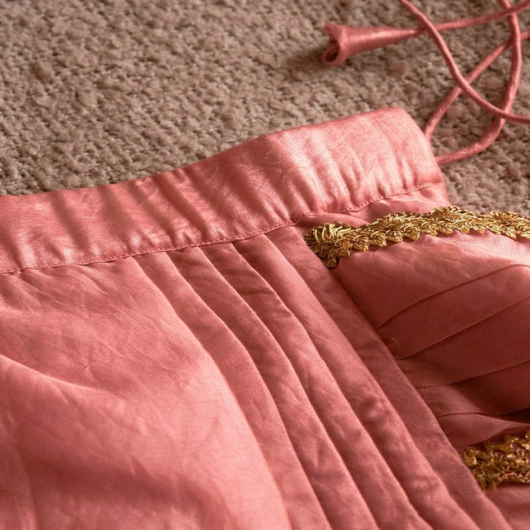 Nureh x Tyohaar | Blush Pink Shimmer Tissue Skirt Style Saree