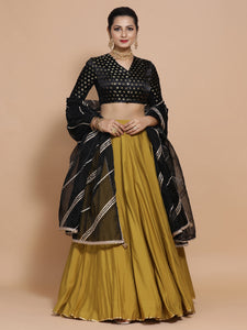 Kaya x Tyohaar | Elbow Sleeves Satin Viscose Saree Blouse in Black Butta Fabric