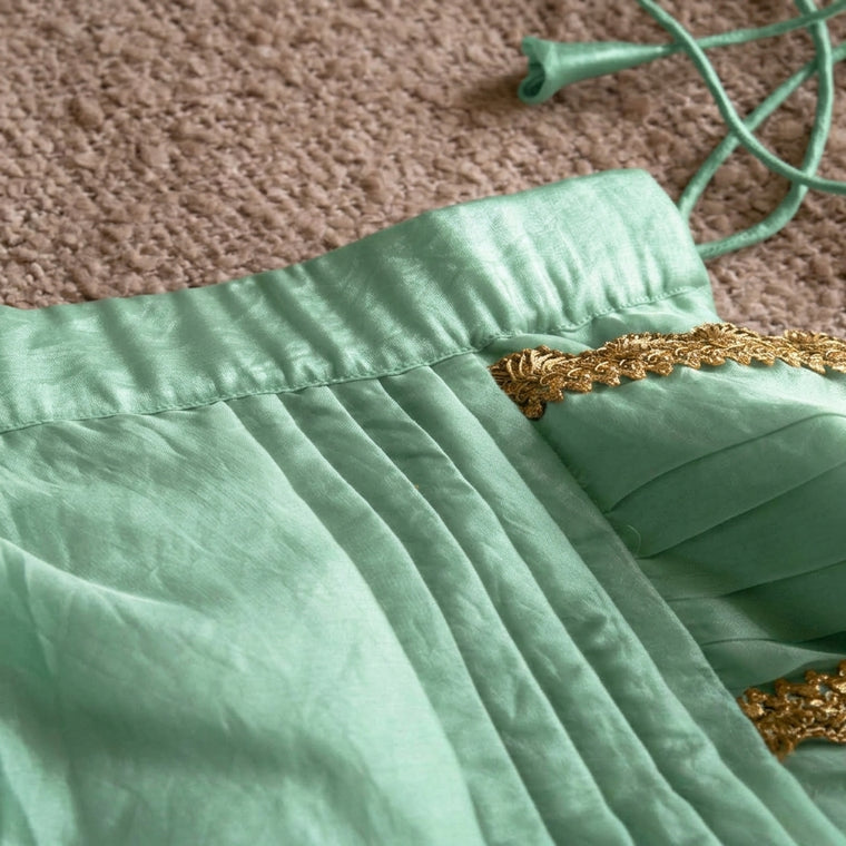 Nureh x Tyohaar | Aqua Sheen Shimmer Tissue Skirt Style Saree