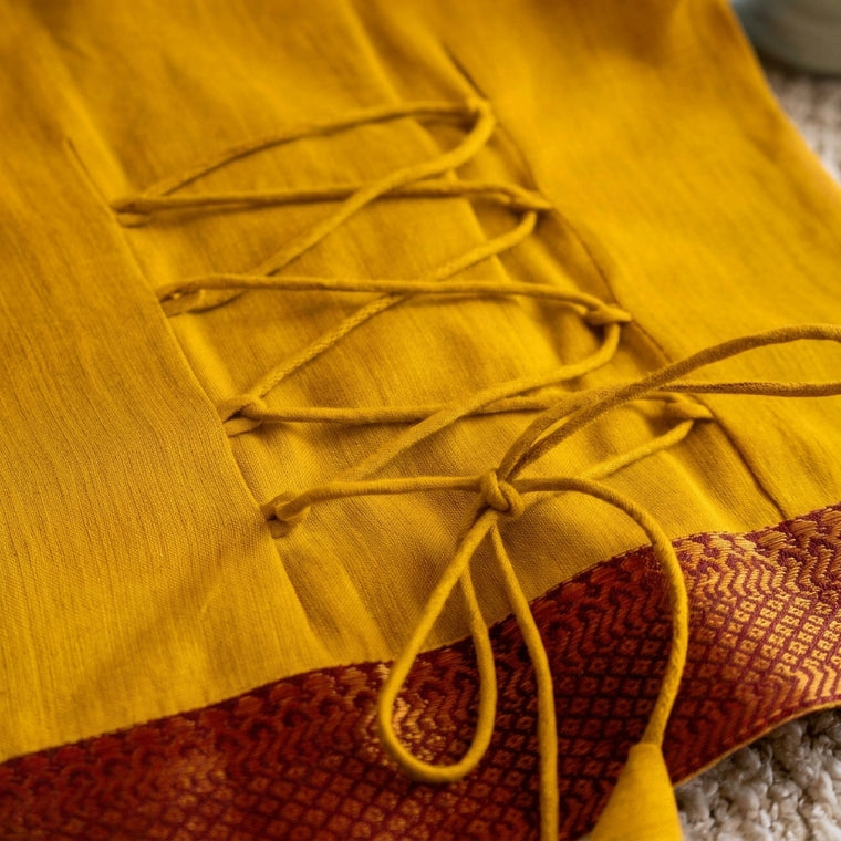 Gungun x Tyohaar | Turmeric Yellow Mangalgiri Cotton Ready-To-Wear Saree