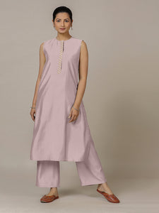 Adah x Rozaana | A Line Kurta in Lilac with Thread Work | Coords or Only Kurta