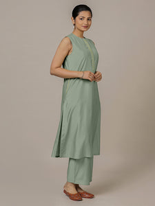 Adah x Rozaana | A Line Kurta in Mint Green with Thread Work | Coords or Only Kurta