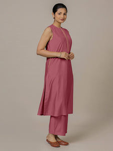 Adah x Rozaana | A Line Kurta in Rose Pink with Thread Work | Coords or Only Kurta