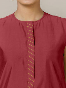 Adah x Rozaana | A Line Kurta in Scarlet Red with Thread Work | Coords or Only Kurta