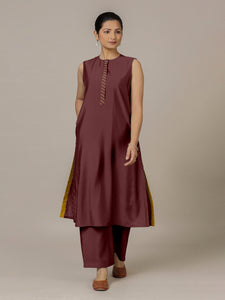 Adah x Rozaana | A Line Kurta in Deep Maroon with Thread Work | Coords or Only Kurta