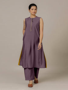 Adah x Rozaana | A Line Kurta in Purple Mauve with Thread Work | Coords or Only Kurta