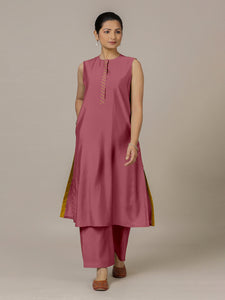 Adah x Rozaana | A Line Kurta in Rose Pink with Thread Work | Coords or Only Kurta