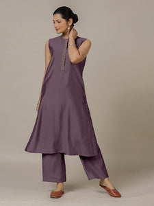 Adah x Rozaana | A Line Kurta in Purple Mauve with Thread Work | Coords or Only Kurta