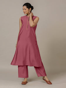 Adah x Rozaana | A Line Kurta in Rose Pink with Thread Work | Coords or Only Kurta