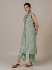 Adah x Rozaana | A Line Kurta in Mint Green with Thread Work | Coords or Only Kurta