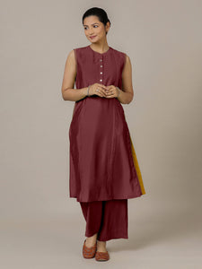 Alina x Rozaana | A Line Kurta in Deep Maroon with Thread Work | Coords or Only Kurta