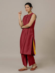 Alina x Rozaana | A Line Kurta in Scarlet Red with Thread Work | Coords or Only Kurta