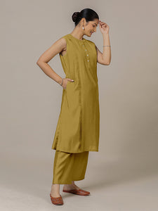 Alina x Rozaana | A Line Kurta in Dijon Mustard with Thread Work | Coords or Only Kurta