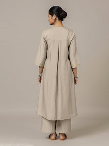 Alisha x Rozaana | A Line Kurta in Oyster Grey with Thread Work | Coords or Only Kurta