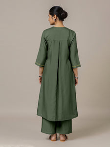 Alisha x Rozaana | A Line Kurta in Pine Green with Thread Work | Coords or Only Kurta