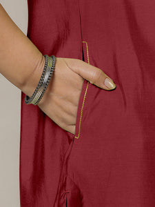 Amal x Rozaana | A Line Kurta in Scarlet Red with Thread Work | Coords or Only Kurta