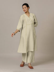 Amal x Rozaana | A Line Kurta in Ivory with Thread Work | Coords or Only Kurta