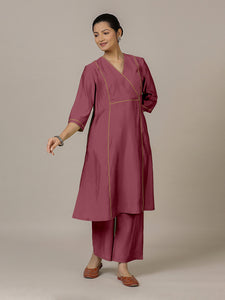 Amal x Rozaana | A Line Kurta in Rose Pink with Thread Work | Coords or Only Kurta