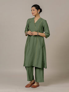 Amal x Rozaana | A Line Kurta in Hunter Green with Thread Work | Coords or Only Kurta