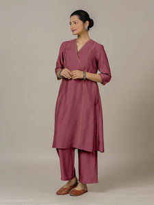 Amal x Rozaana | A Line Kurta in Rose Pink with Thread Work | Coords or Only Kurta