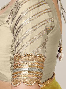Anisha x Tyohaar | Elbow Sleeves Saree Blouse in Cream
