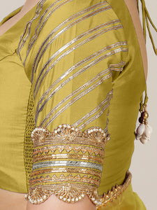 Anisha x Tyohaar | Elbow Sleeves Saree Blouse in Lemon Yellow