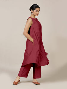 Anoki x Rozaana | A Line Kurta in Scarlet Red with Thread Work | Coords or Only Kurta