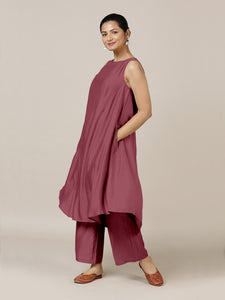 Anoki x Rozaana | A Line Kurta in Rose Pink with Thread Work | Coords or Only Kurta