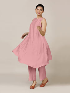 Anoki x Rozaana | A Line Kurta in Sea Pink with Thread Work | Coords or Only Kurta