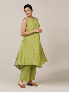 Anoki x Rozaana | A Line Kurta in Pista Green with Thread Work | Coords or Only Kurta