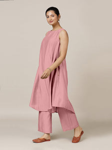 Anoki x Rozaana | A Line Kurta in Sea Pink with Thread Work | Coords or Only Kurta